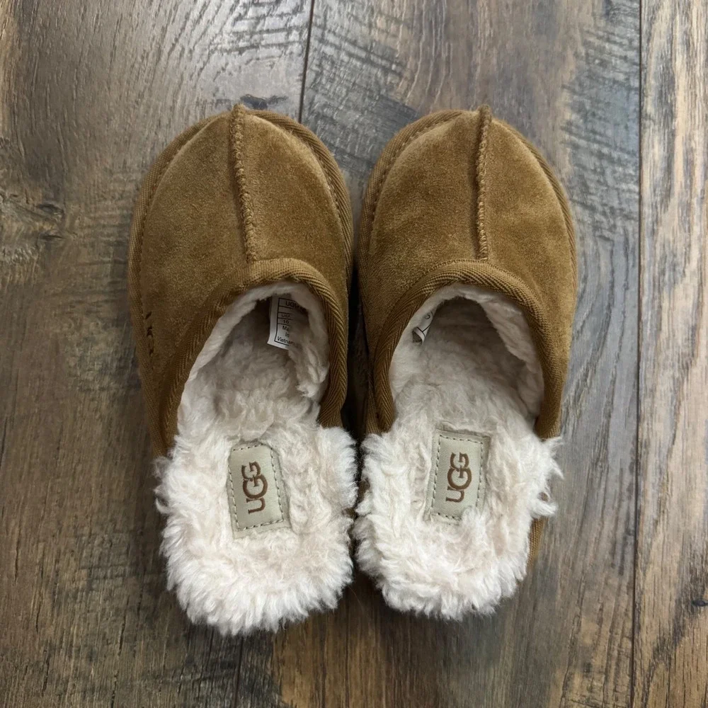 UGG Tasman Slippers Toddler Kids Size 10 Chestnut Suede Sheepskin Slip On Shoes